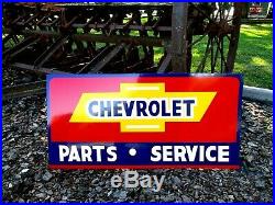 Vintage Metal Chevy CHEVROLET USED CARS Parts Service Gas 36 Hand Painted Sign