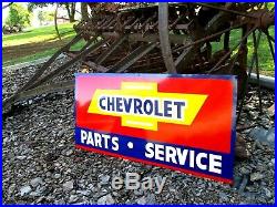 Vintage Metal Chevy CHEVROLET USED CARS Parts Service Gas 36 Hand Painted Sign