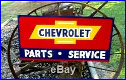 Vintage Metal Chevy CHEVROLET USED CARS Parts Service Gas 36 Hand Painted Sign