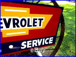 Vintage Metal Chevy CHEVROLET USED CARS Parts Service Gas 36 Hand Painted Sign