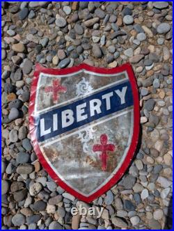 Vintage Metal Hand-painted Advertising Sign Liberty Shield Sign