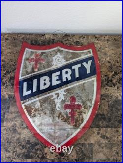 Vintage Metal Hand-painted Advertising Sign Liberty Shield Sign