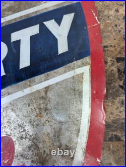 Vintage Metal Hand-painted Advertising Sign Liberty Shield Sign