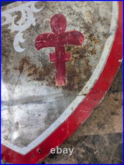 Vintage Metal Hand-painted Advertising Sign Liberty Shield Sign