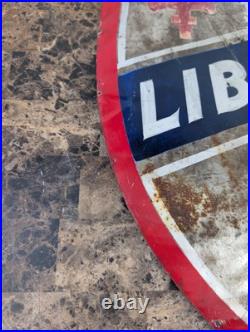Vintage Metal Hand-painted Advertising Sign Liberty Shield Sign