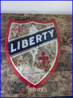 Vintage Metal Hand-painted Advertising Sign Liberty Shield Sign