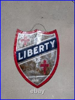 Vintage Metal Hand-painted Advertising Sign Liberty Shield Sign