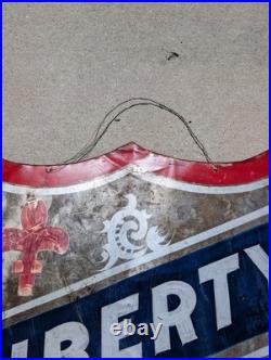 Vintage Metal Hand-painted Advertising Sign Liberty Shield Sign