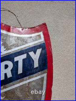 Vintage Metal Hand-painted Advertising Sign Liberty Shield Sign