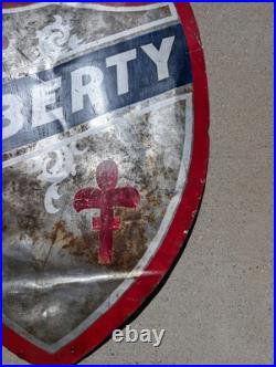 Vintage Metal Hand-painted Advertising Sign Liberty Shield Sign