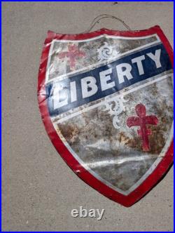 Vintage Metal Hand-painted Advertising Sign Liberty Shield Sign
