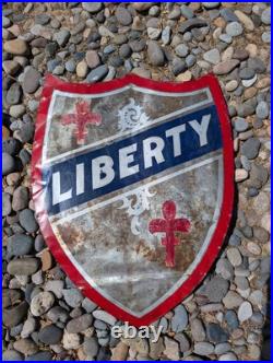 Vintage Metal Hand-painted Advertising Sign Liberty Shield Sign