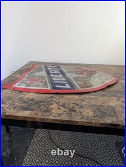 Vintage Metal Hand-painted Advertising Sign Liberty Shield Sign