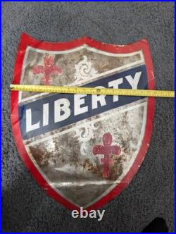 Vintage Metal Hand-painted Advertising Sign Liberty Shield Sign
