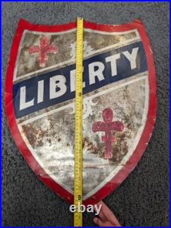 Vintage Metal Hand-painted Advertising Sign Liberty Shield Sign