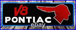Vintage Metal Old Antique Style PONTIAC V8 CHIEF Gas Oil Hand Painted AUTO SIGN