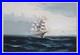 Vintage Mid-20th Century Signed Maritime Oil Painting of Tall Ship at Sea