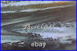 Vintage Mid-20th Century Signed Maritime Oil Painting of Tall Ship at Sea