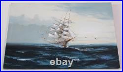 Vintage Mid-20th Century Signed Maritime Oil Painting of Tall Ship at Sea Vintage Mid-20th Century Signed Maritime Oil Painting of Tall Ship at Sea