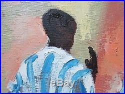 Vintage Mid-Century 1959 African American Genre Figural Oil Portrait Painting