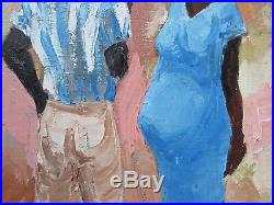 Vintage Mid-Century 1959 African American Genre Figural Oil Portrait Painting