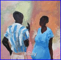 Vintage Mid-Century 1959 African American Genre Figural Oil Portrait Painting