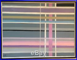 Vintage Mid Century Abstract Geometric Hard Edge Modern Oil Painting 42x32