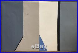 Vintage Mid Century Abstract Geometric Hard Edge Oil Painting 36