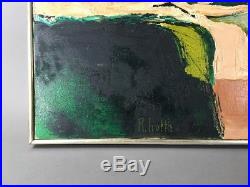 Vintage Mid Century Abstract Modern Texture Painting Signed R. Trotta