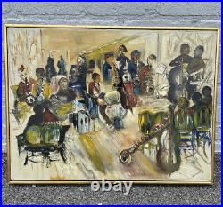 Vintage Mid-Century Abstract Painting Signed 1965 Original Artwork Band Music