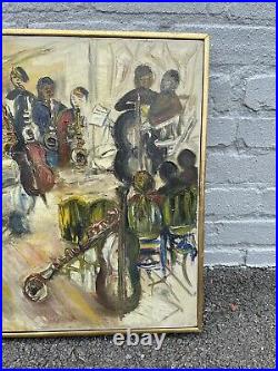 Vintage Mid-Century Abstract Painting Signed 1965 Original Artwork Band Music