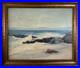 Vintage Mid Century California Coastal Landscape Oil Painting Waves Signed Frame