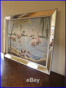 Vintage Mid Century Flamingo Picture by Turner Wall Mantle Mirror #33