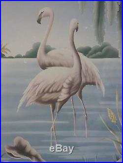 Vintage Mid Century Flamingo Picture by Turner Wall Mantle Mirror #33