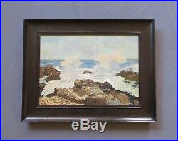 Vintage Mid-Century Impressionist Seascape Oil Painting, Signed
