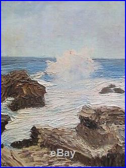 Vintage Mid-Century Impressionist Seascape Oil Painting, Signed