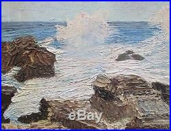 Vintage Mid-Century Impressionist Seascape Oil Painting, Signed