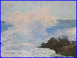 Vintage Mid-Century Impressionist Seascape Oil Painting, Signed