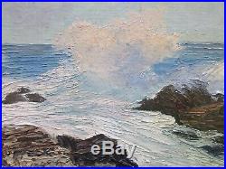 Vintage Mid-Century Impressionist Seascape Oil Painting, Signed