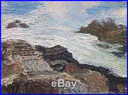 Vintage Mid-Century Impressionist Seascape Oil Painting, Signed