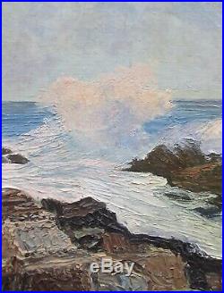 Vintage Mid-Century Impressionist Seascape Oil Painting, Signed