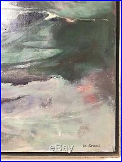 Vintage Mid Century Listed Artist Loa Sprung Abstract Oil Painting Large