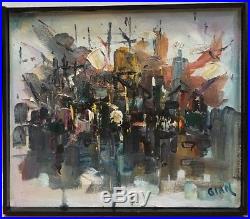 Vintage Mid Century Modern Abstract Expressionist Oil Painting Signed Framed