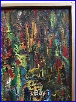 Vintage Mid Century Modern Abstract Oil Painting Signed Framed