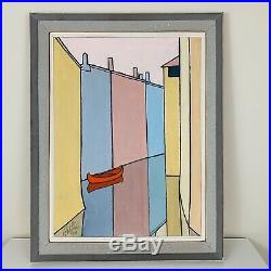 Vintage Mid-Century Modern Abstract Original Venice Canal Painting Signed 1978