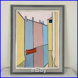 Vintage Mid-Century Modern Abstract Original Venice Canal Painting Signed 1978