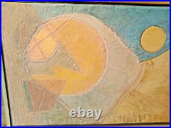 Vintage Mid Century Modern Abstract Painting Sun Warmed Ronald Hayes Maine 1979