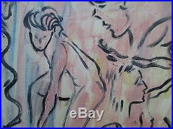 Vintage Mid Century Modern Art Painting Nude Figure Study Signed ZATZ