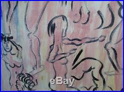 Vintage Mid Century Modern Art Painting Nude Figure Study Signed ZATZ