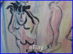 Vintage Mid Century Modern Art Painting Nude Figure Study Signed ZATZ